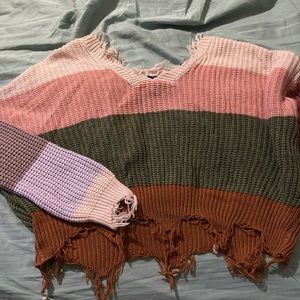 multi color distressed sweater